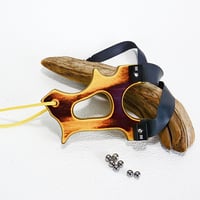 Image 5 of Compact Wooden Sling Shot, The Holligan, OTF slingshot, Right or Left Handed Catapult, Hunter Gift