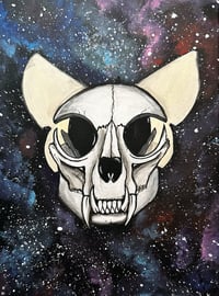 Skeleton Kitty Painting Print