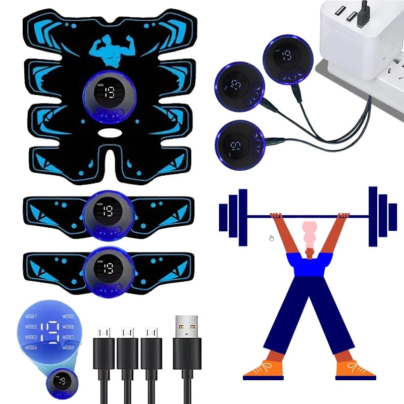 USB Rechargable EMS Muscle Stimulator ABS Arm 3 IN 1 Trainer Pad