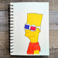 Bart Simpson 3d Glasses Series Original Art 8.5"x11"