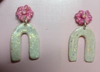 Handmade Sparkle me  pink and white earrings