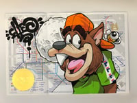 Image 1 of Limited 1 of 1 Hand Painted on Tube Map 28cm by 18cm Cheo Characters and Cheo Bee Signed and Stamped