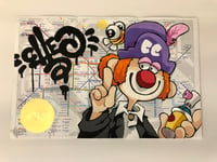 Image 2 of Limited 1 of 1 Hand Painted on Tube Map 28cm by 18cm Cheo Characters and Cheo Bee Signed and Stamped