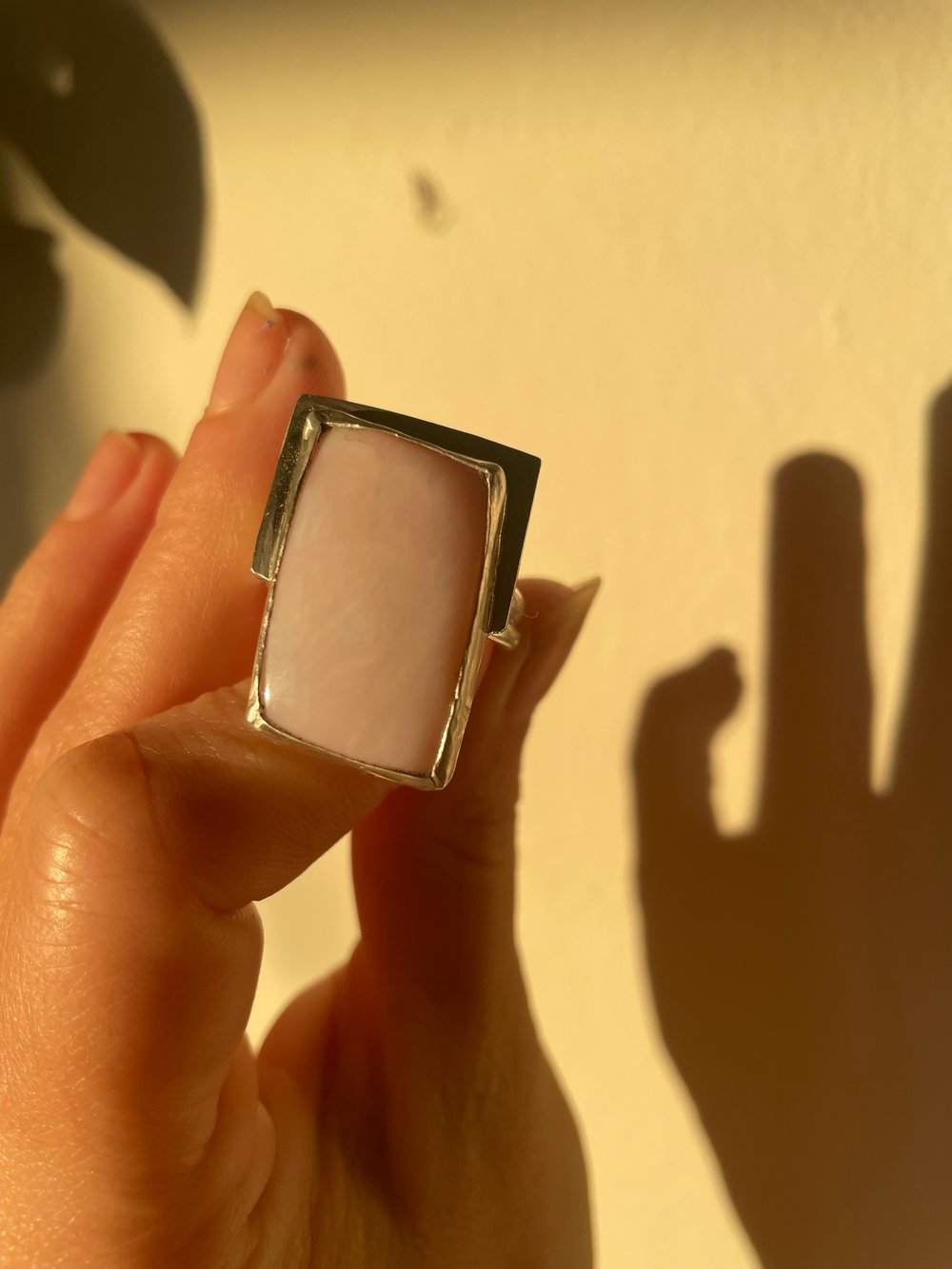 Image of Pink Opal Shield Ring