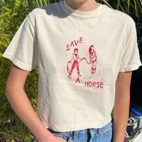 Image 3 of boxy cropped save a horse tee