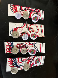 Hand pulled Riso bookmark + button sets