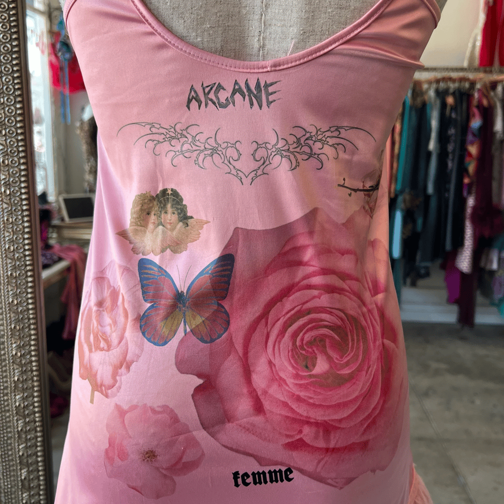 Image of PINK FEATHER SLIP DRESS