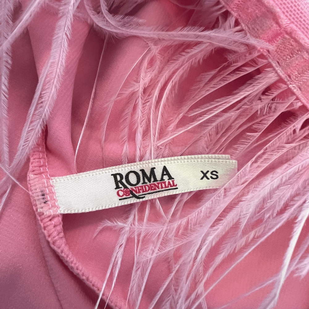 Image of PINK FEATHER SLIP DRESS