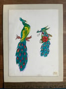 Image of vintage original hand drawn 1970s or 1980s peacocks peacock biker 1%er unknown artist tattoo flash