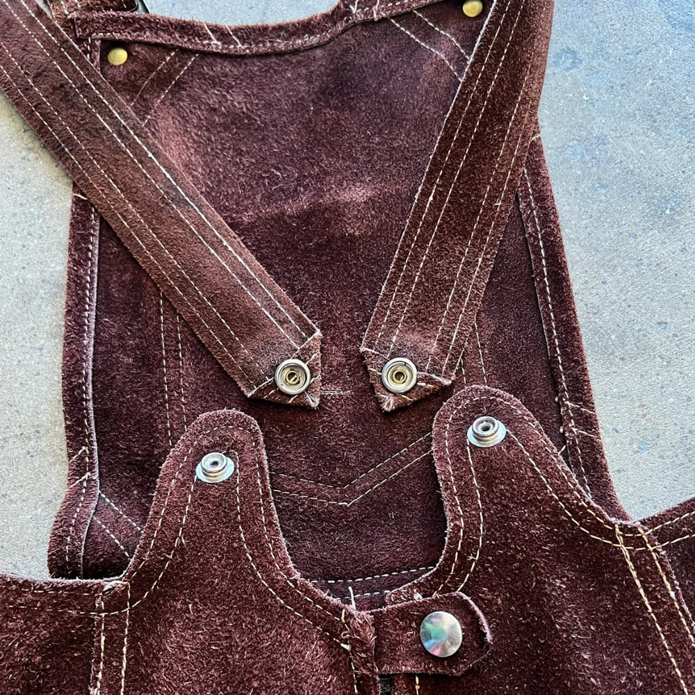 Image of VINTAGE BROWN SUEDE SHORTERALLS