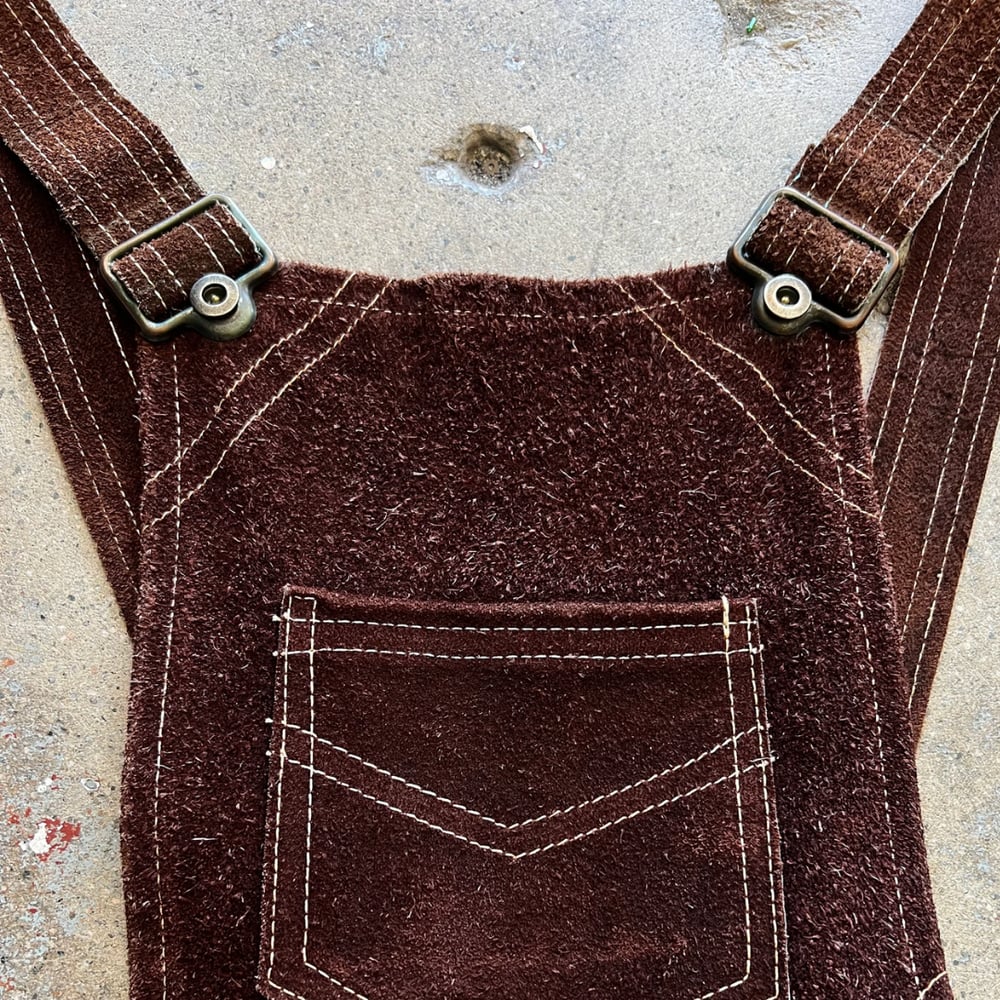Image of VINTAGE BROWN SUEDE SHORTERALLS