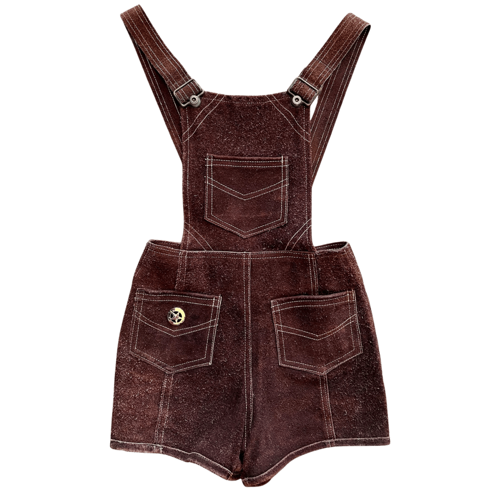 Image of VINTAGE BROWN SUEDE SHORTERALLS