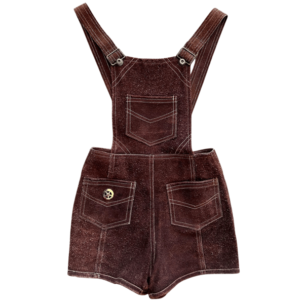 Image of VINTAGE BROWN SUEDE SHORTERALLS