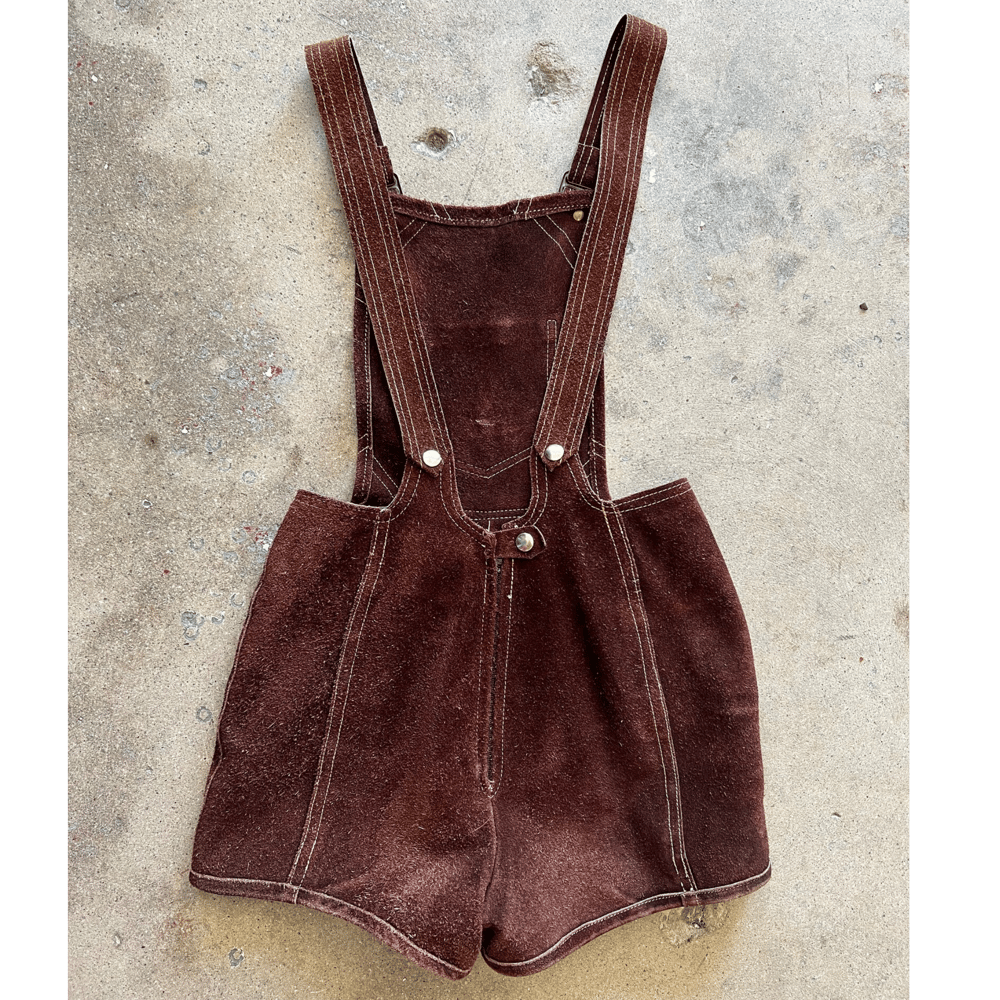 Image of VINTAGE BROWN SUEDE SHORTERALLS
