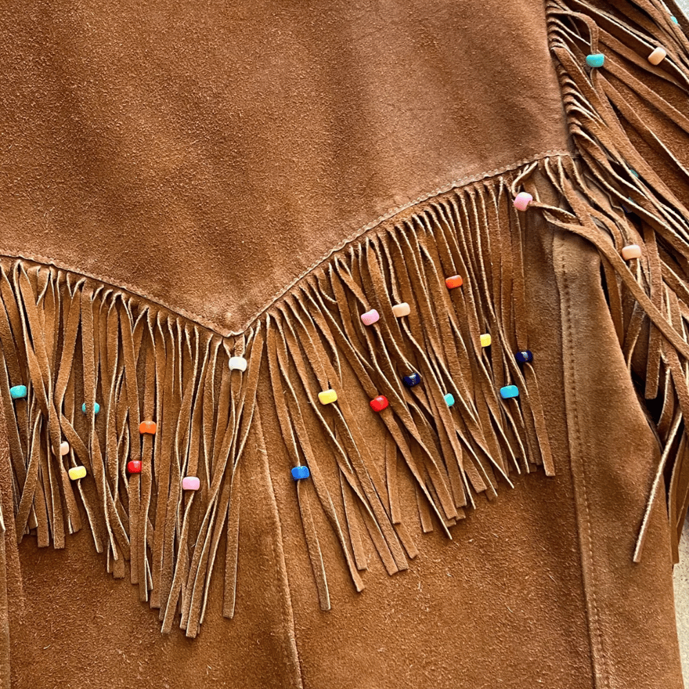 Image of 1970s BEADED FRINGE SUEDE JACKET
