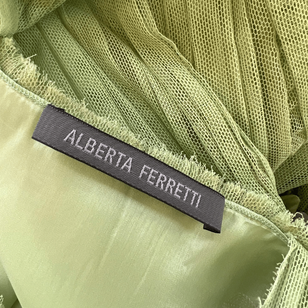 Image of ALBERTA FERRETTI  PLEATED FLORAL DRESS