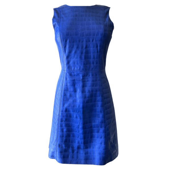 Image of ALICE + OLIVIA BLUE LEATHER DRESS