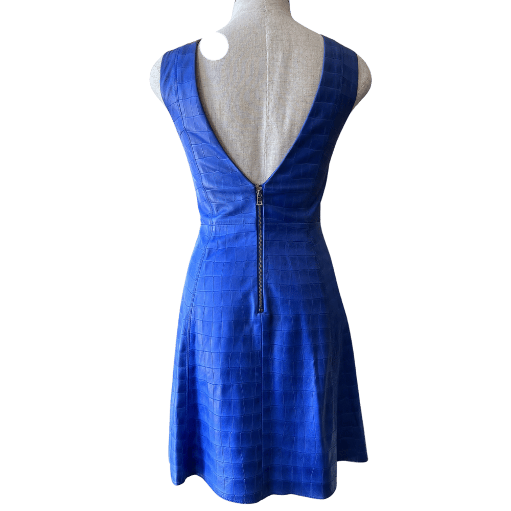 Image of ALICE + OLIVIA BLUE LEATHER DRESS