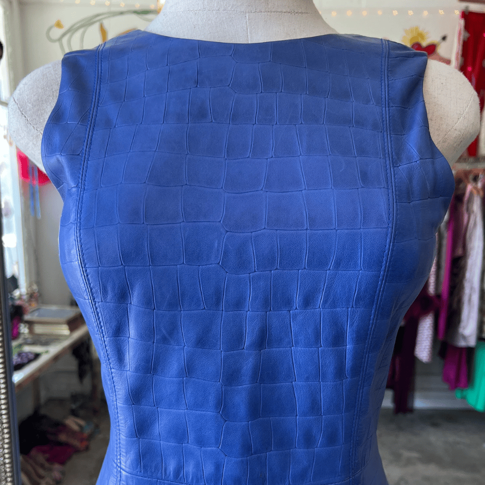 Image of ALICE + OLIVIA BLUE LEATHER DRESS