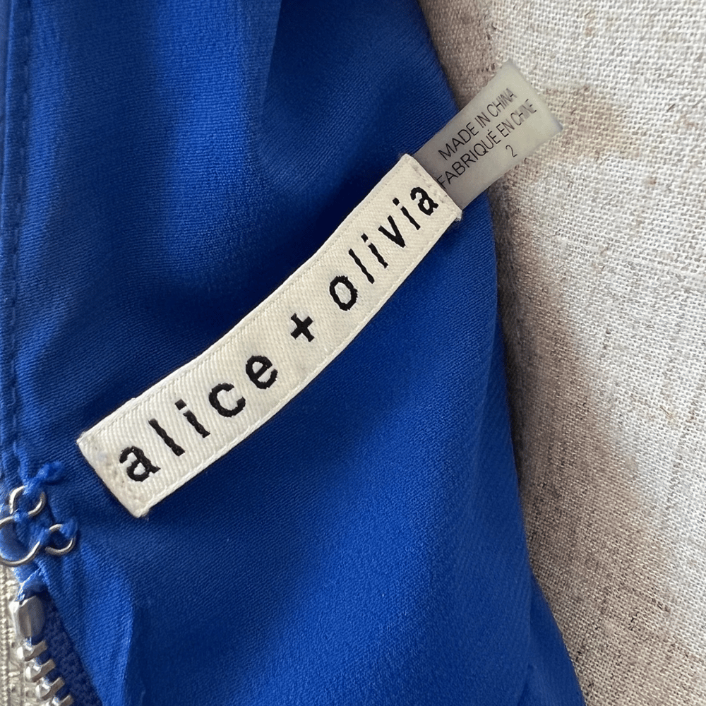 Image of ALICE + OLIVIA BLUE LEATHER DRESS