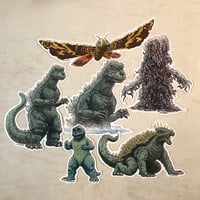 Image 2 of MONSTER ISLAND BIG STICKER 6 Pack SET - Includes Free GODZ BIRTHDAY CARD! 