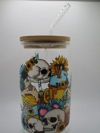 Sunflower Skull Glass Cup