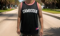 Image 1 of Cambodia Basketball Jersey Black / Red and White Trim 