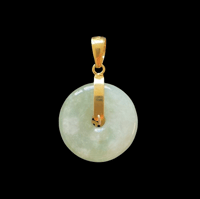 Image 3 of 10K Grey Premium Jade Disc Pendant Fu Fuku Fortune Zhong