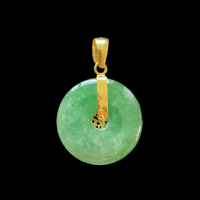 Image 3 of 10K Green Premium Jade Disc Pendant 10K Fu Fuku Fortune Zhong