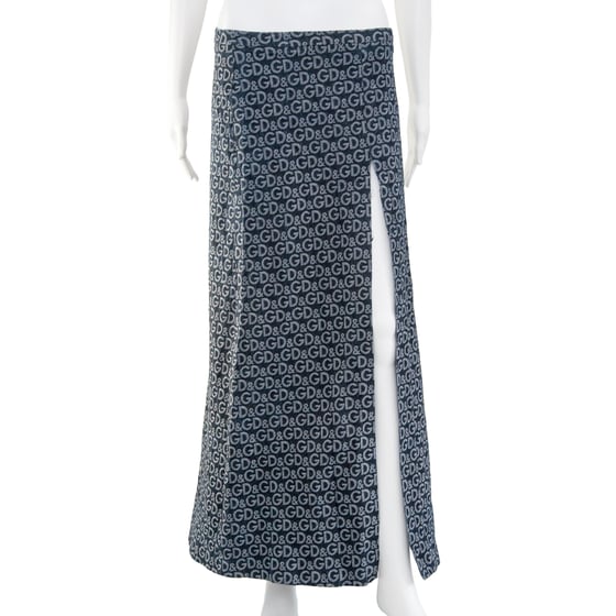 Image of Dolce & Gabbana Denim Monogram Maxi Skirt