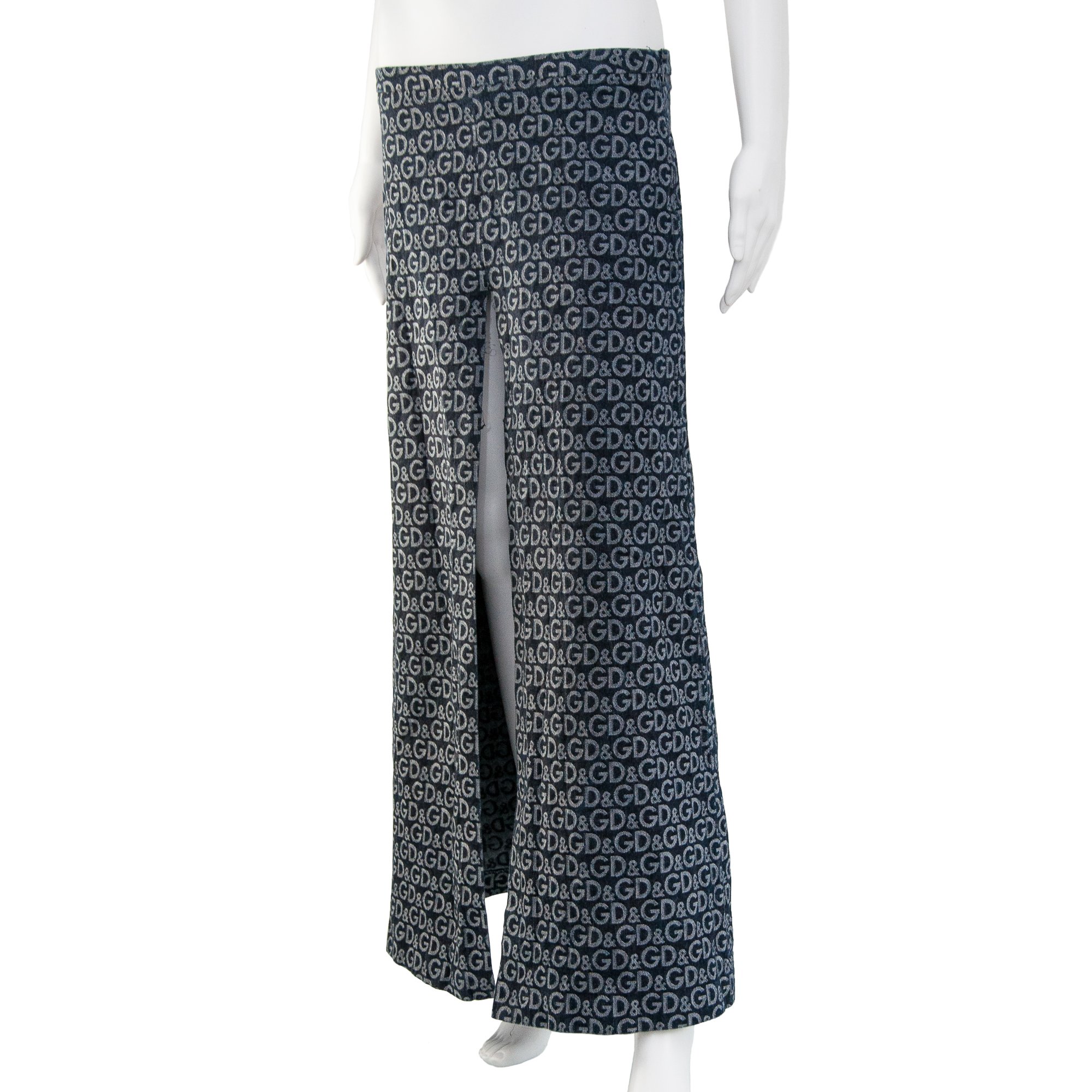 Image of Dolce & Gabbana Denim Monogram Maxi Skirt