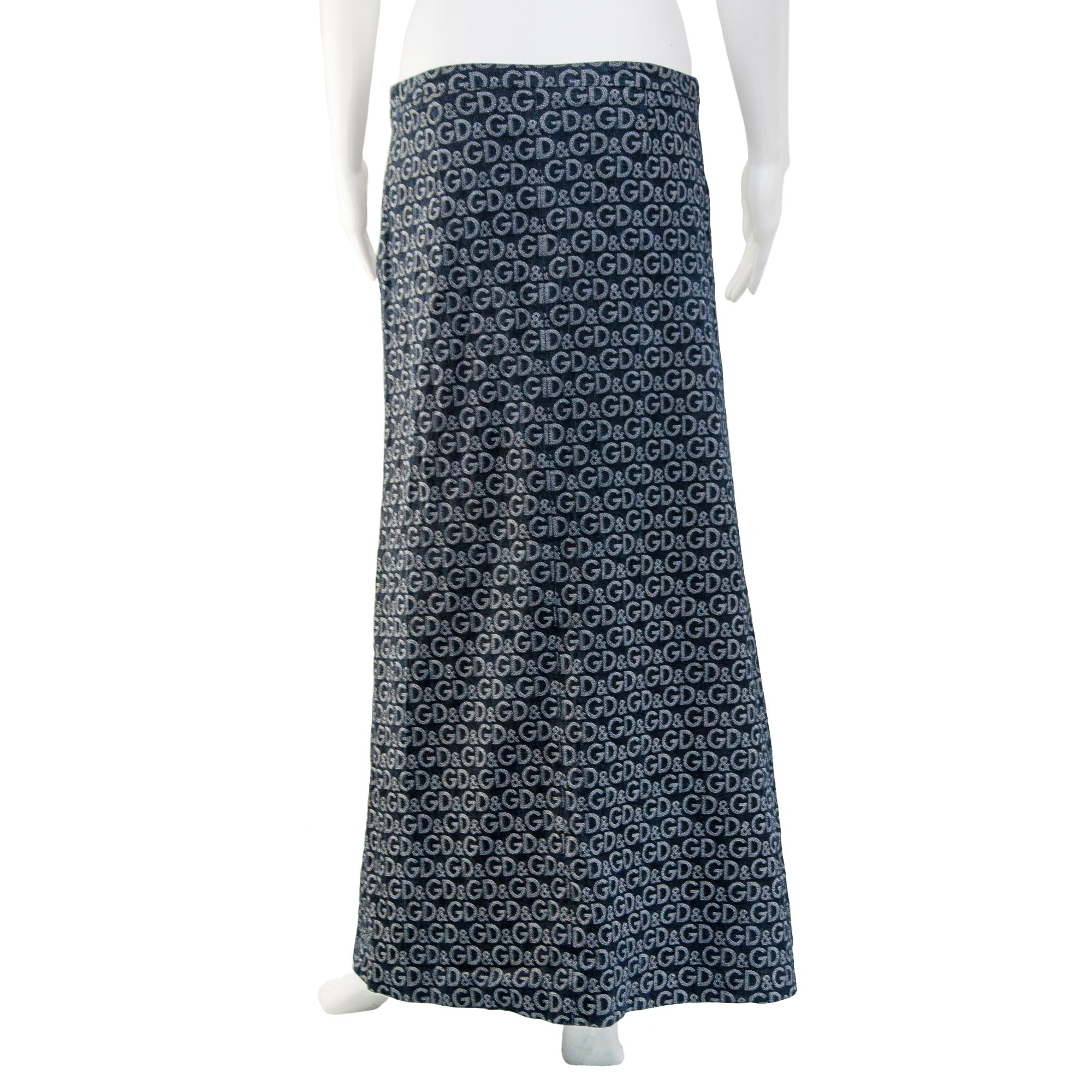 Image of Dolce & Gabbana Denim Monogram Maxi Skirt