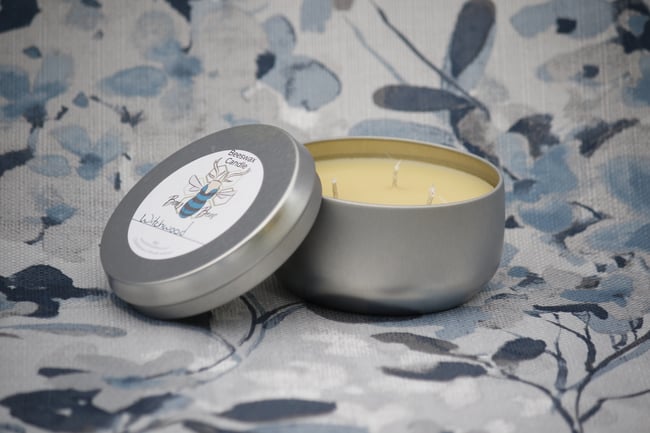 6oz Beeswax Gray Tin Candle
