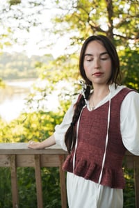 Image 4 of Almonte Ruffle Top (limited Merino & silk, shown in Paprika)