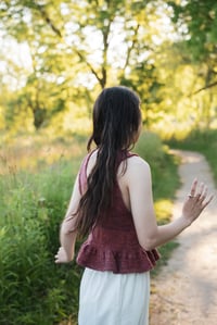 Image 15 of Almonte Ruffle Top (limited Merino & silk, shown in Paprika)