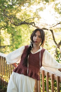 Image 7 of Almonte Ruffle Top (limited Merino & silk, shown in Paprika)