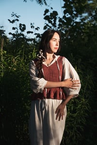 Image 16 of Almonte Ruffle Top (limited Merino & silk, shown in Paprika)