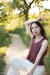 Image 8 of Almonte Ruffle Top (limited Merino & silk, shown in Paprika)