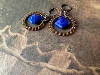 Image 7 of Louise. Lapis Lazuli and Hessonite Garnet earrings/ n193