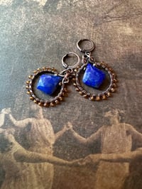 Image 8 of Louise. Lapis Lazuli and Hessonite Garnet earrings/ n193