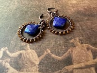 Image 9 of Louise. Lapis Lazuli and Hessonite Garnet earrings/ n193