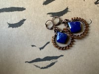 Image 3 of Louise. Lapis Lazuli and Hessonite Garnet earrings/ n193