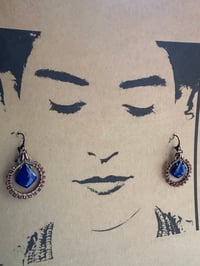 Image 16 of Louise. Lapis Lazuli and Hessonite Garnet earrings/ n193