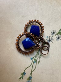 Image 18 of Louise. Lapis Lazuli and Hessonite Garnet earrings/ n193