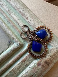 Image 5 of Louise. Lapis Lazuli and Hessonite Garnet earrings/ n193