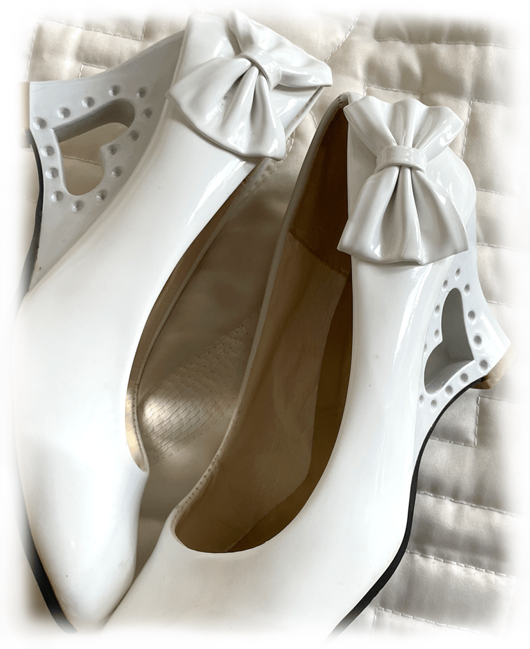 White Vinyle shaped heels Image 2