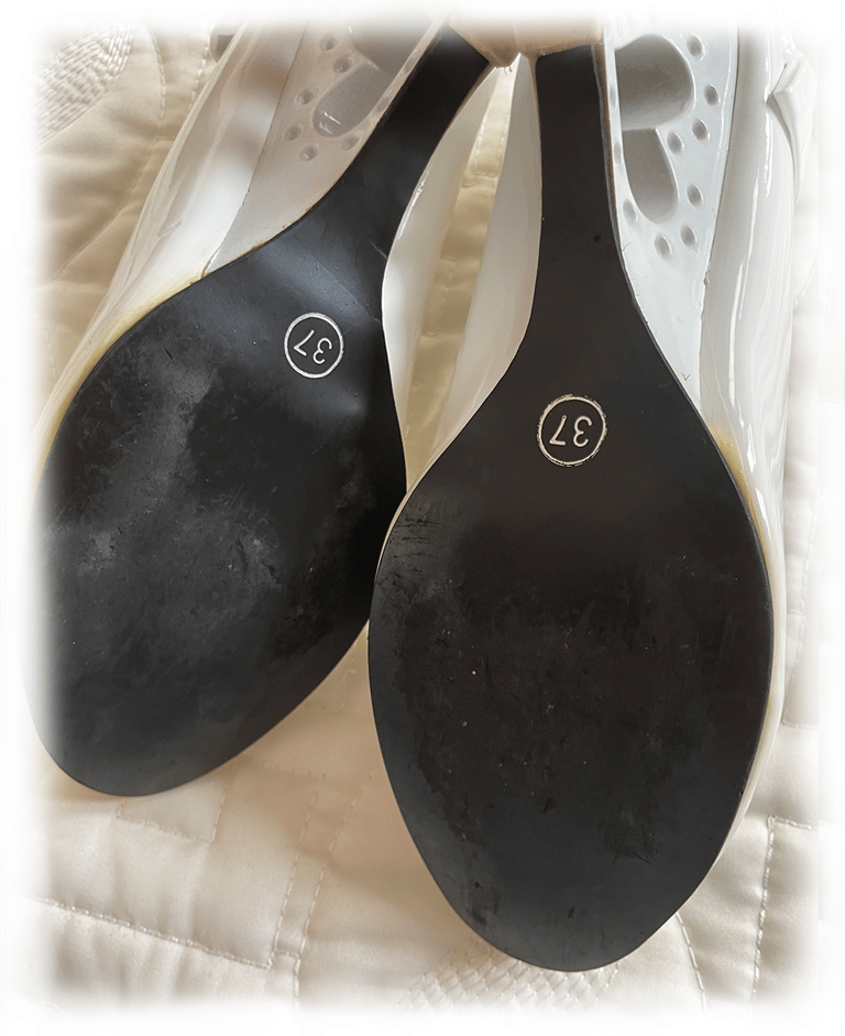 White Vinyle shaped heels Image 4