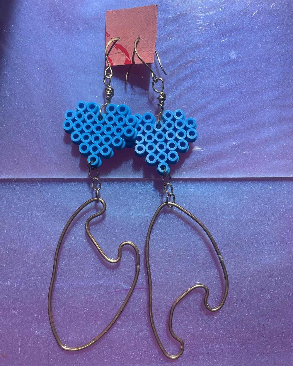 Image of Perler Bead Earrings- Various Brass