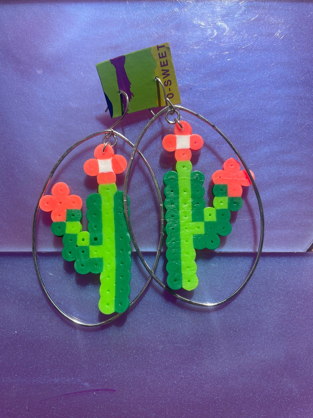 Image of Perler Bead Earrings-Various Silver