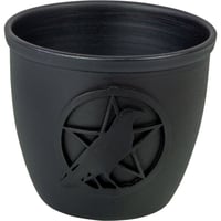 Metal Pot Taper Candle Holder - Pentacle w/ Raven (Each)